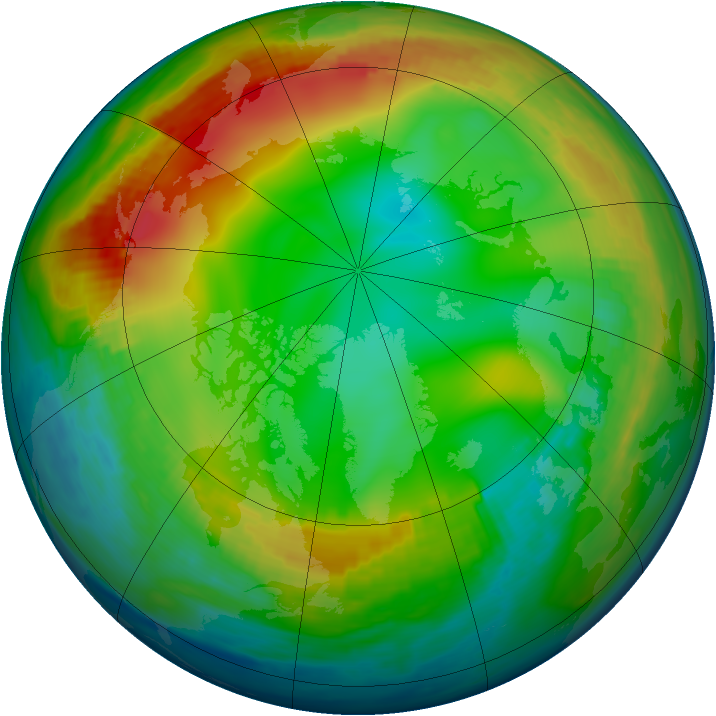 Arctic ozone map for 08 January 1990